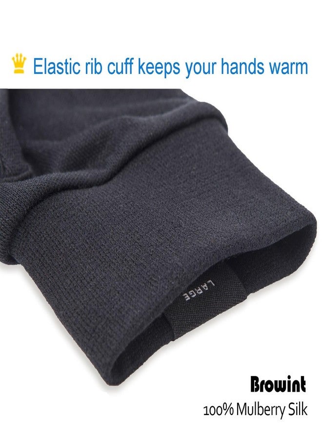 BROWINT Silk Glove Liners for Cold Weather Black Unisex Thermal Silk Gloves S M L XL XXL - Image 2